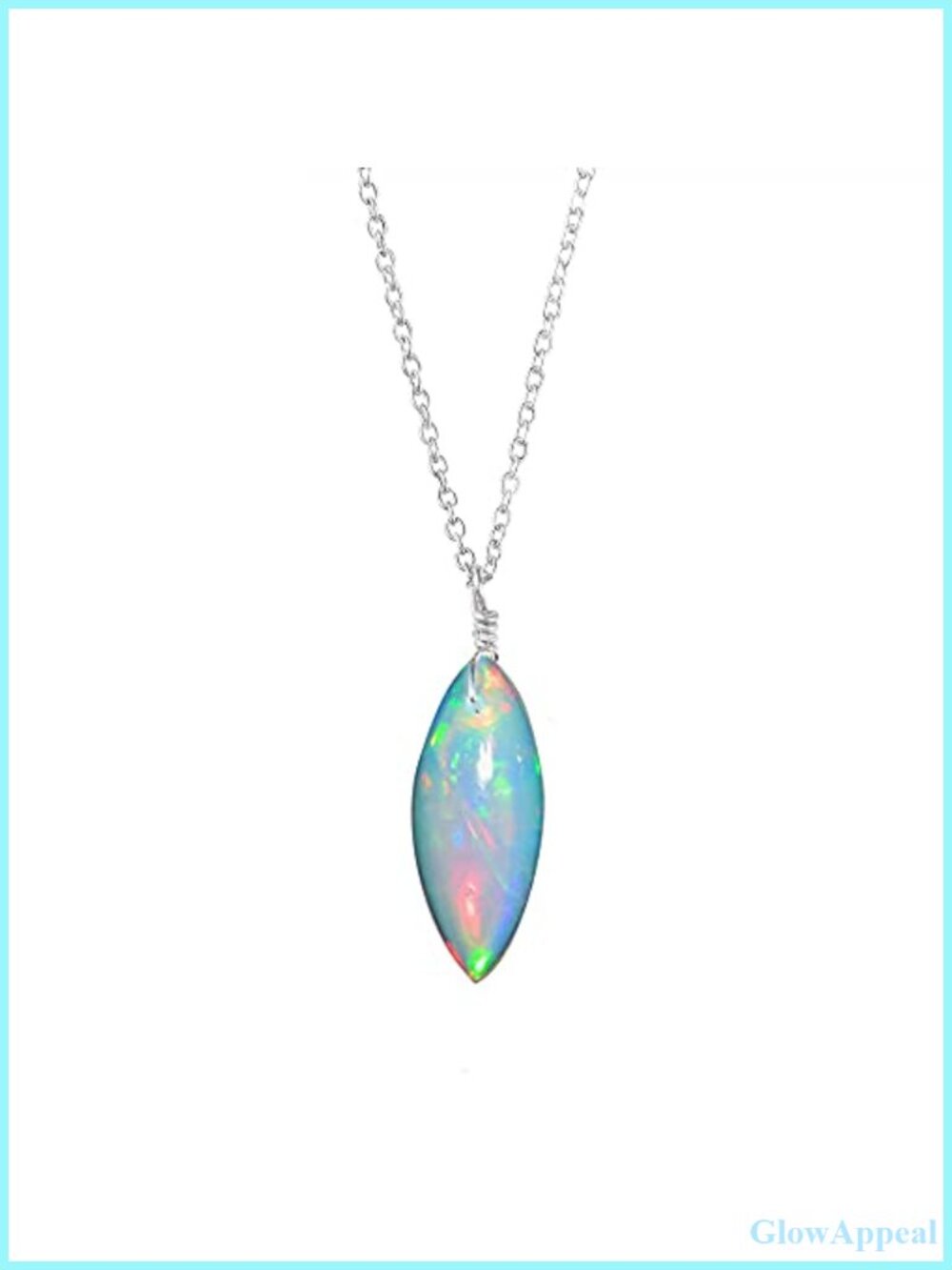Natural Ethiopian Opal Marquise Pendant Necklace 925 Sterling Silver Rhodium